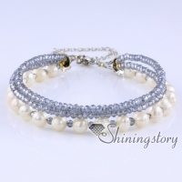 freshwater pearl bracelet multi strand pearl bracelet with crystal beads real pearls jewelry wedding jewellery collection