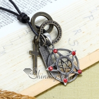 genuine leather antiquity silver openwork star pendant adjustable long necklaces