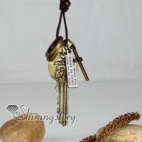 genuine leather brass key cross pendant adjustable long necklaces