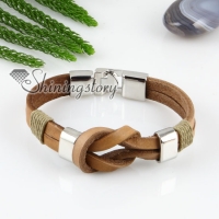 genuine leather charm double layer wristbands bracelets unisex