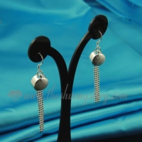 glitter ball 925 sterling silver plated dangle earrings