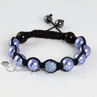 glitter ball pave beads imitated pearls macrame bracelets