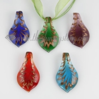 glitter leaf lampwork murano glass necklace pendant jewellery