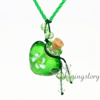 heart lampwork glass perfume bottle essential oil necklace wholesale essential oil necklace diffuser aroma necklace wish bottle necklace