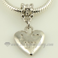 heart silver plated european big hole charms fit for bracelets