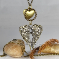 heart wings antique long chain pendants necklaces