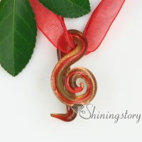 lampwork murano glass glitter swirled with lines stripe snake necklaces with pendants