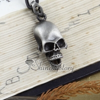 leather skull long chain pendants necklaces