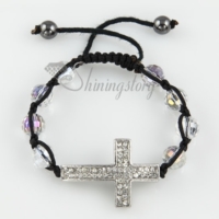 macrame armband sideways cross rhinestone beads bracelets jewelry