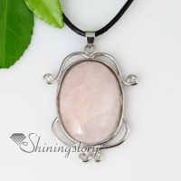 mirror shapead semi precious stone rose quartz amethyst agate necklaces pendants