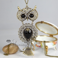 night owl brass antique long chain pendants necklaces