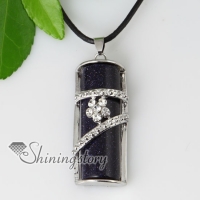 oblong semi precious stone rose quartz tiger's-eye and crystal rhinestone necklaces pendants