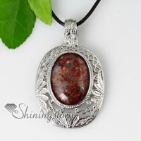 oval openwork semi precious stone rose quartz glass opal necklaces pendants