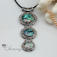 oval seawater rainbow abalone shell mother of pearl necklaces pendants