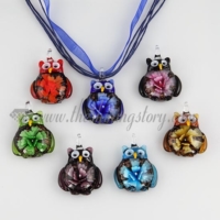owl flower lampwork murano glass necklace pendant jewellery