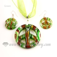 peace sign foil venetian murano glass pendants and earrings jewelry