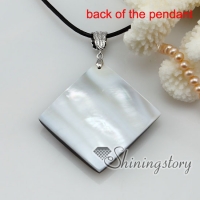 rhombus patchwork seawater rainbow abalone penguin white oyster shell mother of pearl necklaces pendants