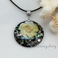 round cameo rose seawater rainbow abalone yellow oyster shell mother of pearl necklaces pendants