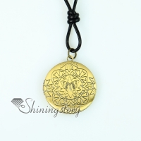 round genuine leather copper locket filigree necklaces with pendants