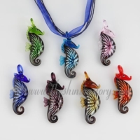 seahorse flower lampwork murano glass necklace pendant jewellery