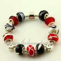 silver charms bracelets with murano glass large hole beads