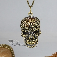 skull copper antique long chain pendants necklaces