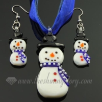 snow man venetian murano glass pendants and earrings jewelry
