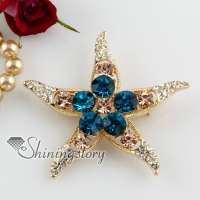 starfish colorful rhinestone scarf brooch pin jewelry