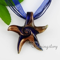 starfish glitter swirled pattern lampwork murano italian venetian handmade glass necklaces pendants