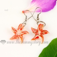 starfish lines lampwork murano glass earrings jewelry