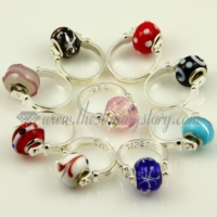 swirled murano glass large hole beads finger rings jewelry