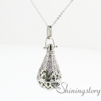 teardrop openwork metal volcanic stone essential oil necklace wholesale essential oil jewelry perfume necklaces