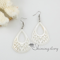 teardrop oval openwork mother of pearl dangle earrings for women red green blue whilte