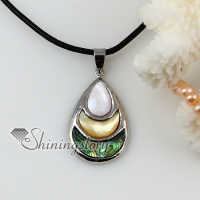 teardrop patchwork sea water rainbow abalone yellow white oyster shell mother of pearl necklaces pendants