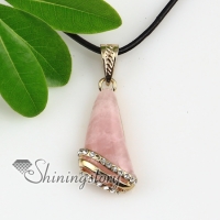 triangle tiger's eye rose quartz amethyst glass opal agate rhinestone natural semi precious stone necklaces pendants