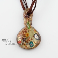 twist glitter millefiori lampwork glass necklaces pendants