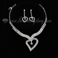wedding bridal prom rhinestone heart necklaces and earrings