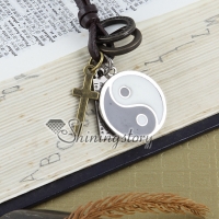 yinyang tai ji leather pendants long necklaces