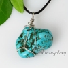 2013 new style semi precious stone turquoise stone pendants leather necklaces design A