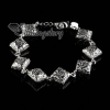 925 sterling silver filled brass openwork flower square bracelets with charms silver