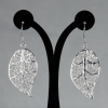 925 sterling silver filled brass openwork leaf dangle earrings silver