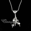 925 sterling silver filled brass tassel glitter ball heart pendants necklaces silver