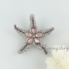pink oyster shell rainbow abalone shell rhinestone starfish star fish teardrop flower brooch mother of pearl jewelry design B