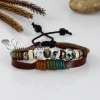 adjustable beads genuine leather charm bracelets unisex brown
