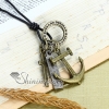 anchor leather long chain pendants necklaces design B