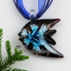angel fish flower inside murano glass neckalce pendants jewelry light blue