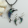 animal seaturtle owl peacock fish seawater rainbow abalone shell necklaces pendants and earring sets design E