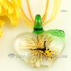 apple ladybug lampwork murano glass necklaces pendants jewelry yellow