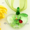 apple ladybug lampwork murano glass necklaces pendants jewelry green