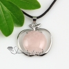apple round tiger's eye rose quartz glass opal jade agate natural semi precious stone necklaces pendants design A